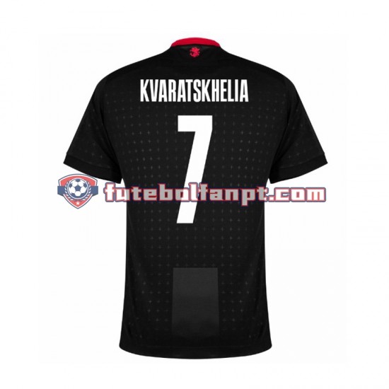 Camisola Alternativo Preto Georgia Kvaratskhelia 7 Euro 2024 Manga Curta ,Homem