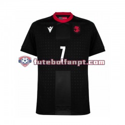 Camisola Alternativo Preto Georgia Kvaratskhelia 7 Euro 2024 Manga Curta ,Homem
