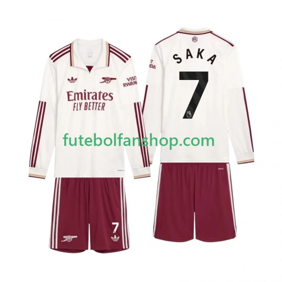 Camisola Alternativa (2ª) Arsenal Saka 7 Época 2025/2026 Manga Comprida ,Criança