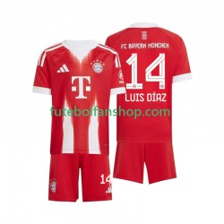 Camisola Principal Bayern de Munique Luis Diaz 14 Época 2025/2026 Manga Curta ,Criança