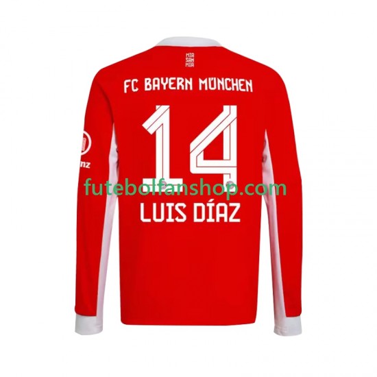 Camisola Principal Bayern de Munique Luis Diaz 14 Época 2025/2026 Manga Comprida ,Homem