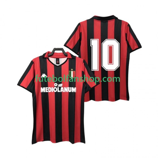 Camisola Principal AC Milan 10 Retro 1988 1989 Manga Curta ,Homem