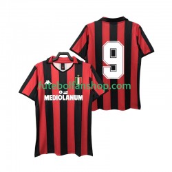 Camisola Principal AC Milan 9 Retro 1988 1989 Manga Curta ,Homem