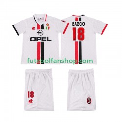 Camisola Alternativo AC Milan BAGGIO 18 Retro 1996 1997 Manga Curta ,Criança
