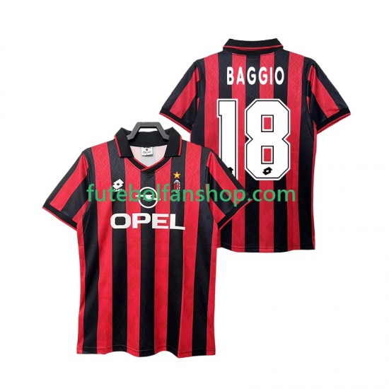 Camisola Principal AC Milan BAGGIO 18 Retro 1995 1996 Manga Curta ,Homem Camisola Principal AC Milan BAGGIO 18 Retro 1995 1996 Manga Curta ,Homem