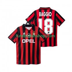 Camisola Principal AC Milan BAGGIO 18 Retro 1996 1997 Manga Curta ,Homem