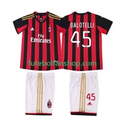 Camisola Principal AC Milan BALOTELL 45 Retro 2013 2014 Manga Curta ,Criança