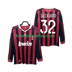 Camisola Principal AC Milan BECKHAM 32 Retro 2009 2010 Manga Comprida ,Homem