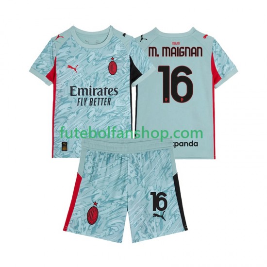 Camisola Principal Guarda-redes AC Milan Mike Maignan 16 Época 2025/2026 Manga Curta ,Criança