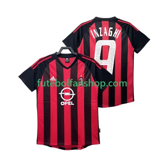 Camisola Principal AC Milan INZAGHI 9 Retro 2002 2003 Manga Curta ,Homem Camisola Principal AC Milan INZAGHI 9 Retro 2002 2003 Manga Curta ,Homem