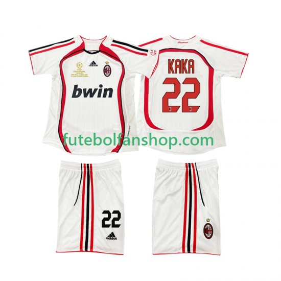 Camisola Alternativo AC Milan KAKA 22 Retro 2006 2007 Manga Curta ,Criança
