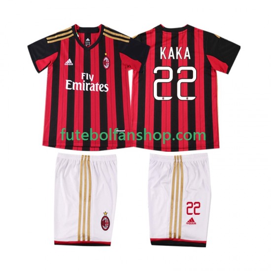 Camisola Principal AC Milan KAKA 22 Retro 2013 2014 Manga Curta ,Criança