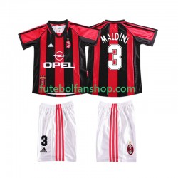 Camisola Principal AC Milan MALDINI 3 Retro 1998 1999 Manga Curta ,Criança