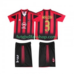 Camisola Principal AC Milan MALDINI 3 Retro 2004 2005 Manga Curta ,Criança