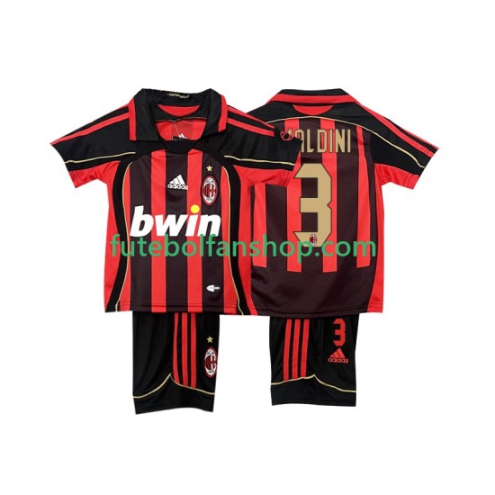 Camisola Principal AC Milan MALDINI 3 Retro 2006 2007 Manga Curta ,Criança