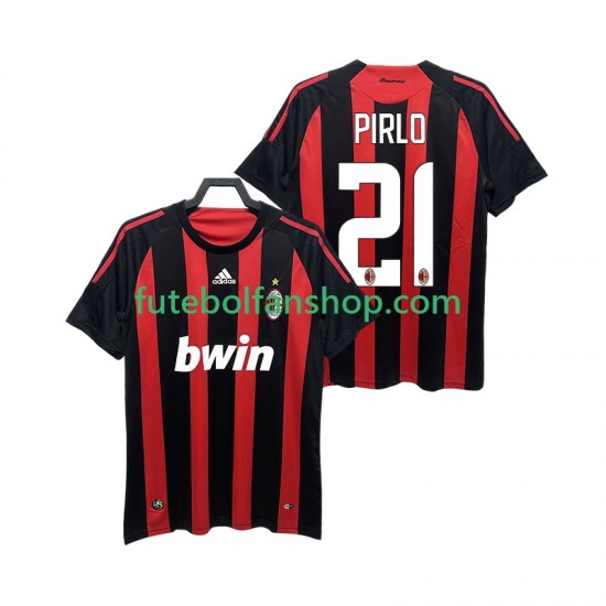 Camisola Principal AC Milan RIRLO 21 Retro 2008 2009 Manga Curta ,Homem Camisola Principal AC Milan RIRLO 21 Retro 2008 2009 Manga Curta ,Homem