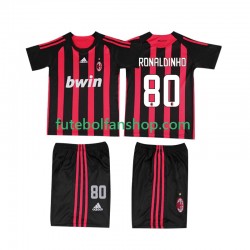 Camisola Principal AC Milan RONALDINHO 80 Retro 2008 2009 Manga Curta ,Criança