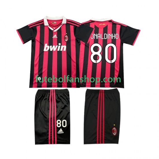 Camisola Principal AC Milan RONALDINHO 80 Retro 2009 2010 Manga Curta ,Criança Camisola Principal AC Milan RONALDINHO 80 Retro 2009 2010 Manga Curta ,Criança