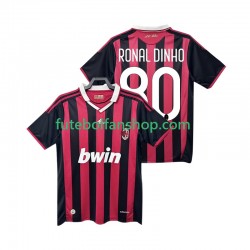 Camisola Principal AC Milan RONALDINHO 80 Retro 2009 2010 Manga Curta ,Homem