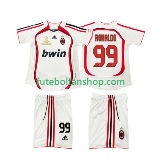 Camisola Alternativo AC Milan RONALDO 9 Retro 2006 2007 Manga Curta ,Criança