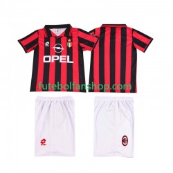 Camisola Principal AC Milan Retro 1996 1997 Manga Curta ,Criança
