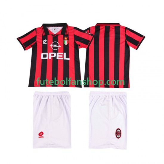 Camisola Principal AC Milan Retro 1996 1997 Manga Curta ,Criança
