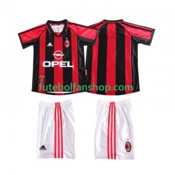 Camisola Principal AC Milan Retro 1998 1999 Manga Curta ,Criança