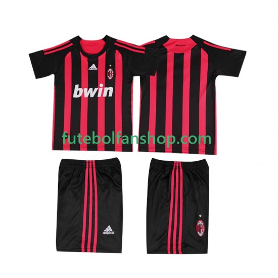 Camisola Principal AC Milan Retro 2008 2009 Manga Curta ,Criança