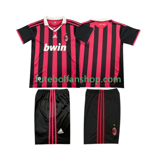 Camisola Principal AC Milan Retro 2009 2010 Manga Curta ,Criança