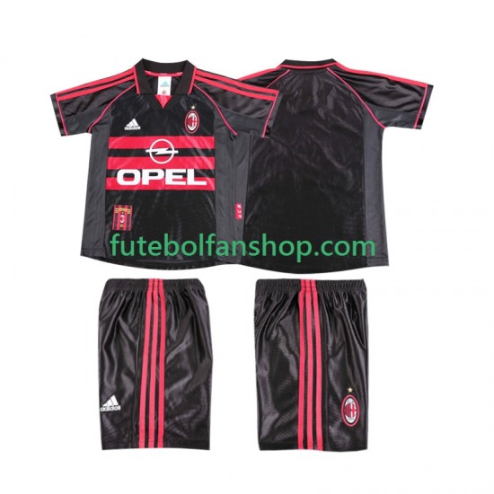 Camisola Alternativa (2ª) AC Milan Retro 1998 1999 Manga Curta ,Criança