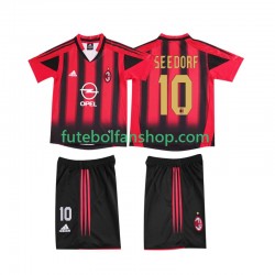 Camisola Principal AC Milan SEEDORF 10 Retro 2004 2005 Manga Curta ,Criança