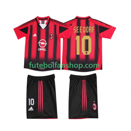 Camisola Principal AC Milan SEEDORF 10 Retro 2004 2005 Manga Curta ,Criança