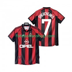 Camisola Principal AC Milan SHEVCHENKO 7 Retro 1998 1999 Manga Curta ,Homem