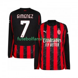 Camisola Principal AC Milan Santiago Gimenez 7 Época 2025/2026 Manga Comprida ,Homem