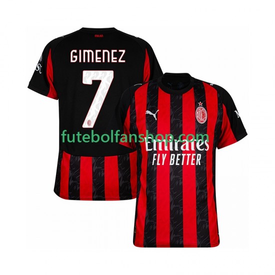 Camisola Principal AC Milan Santiago Gimenez 7 Época 2025/2026 Manga Curta ,Homem