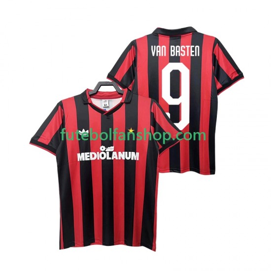 Camisola Principal AC Milan VAN BASTEN 9 Retro 1990 1991 Manga Curta ,Homem