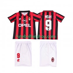 Camisola Principal AC Milan WEAH 9 Retro 1996 1997 Manga Curta ,Criança