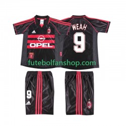 Camisola Alternativa (2ª) AC Milan WEAH 9 Retro 1998 1999 Manga Curta ,Criança