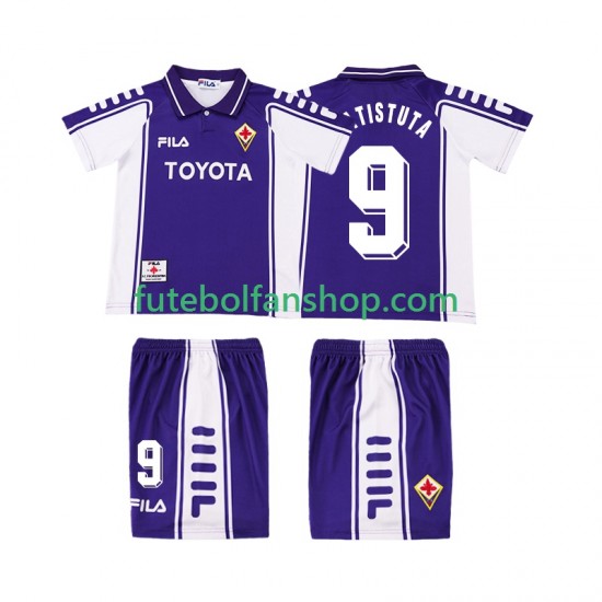 Camisola Principal ACF Fiorentina BASTUTA 9 Retro 1999 2000 Manga Curta ,Criança