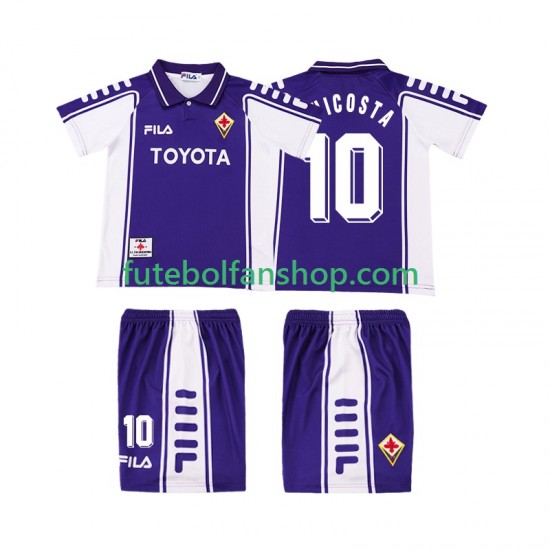 Camisola Principal ACF Fiorentina RUI COSTA 10 Retro 1999 2000 Manga Curta ,Criança