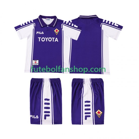 Camisola Principal ACF Fiorentina Retro 1999 2000 Manga Curta ,Criança