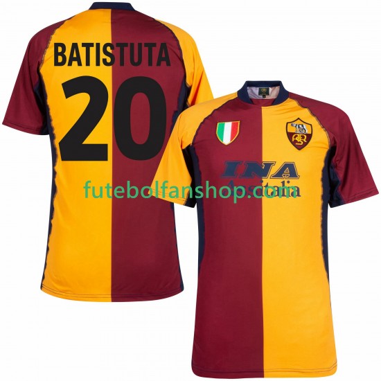 Camisola Principal AS Roma Batistuta 20 Retro 2000 2001 Manga Curta ,Homem Camisola Principal AS Roma Batistuta 20 Retro 2000 2001 Manga Curta ,Homem