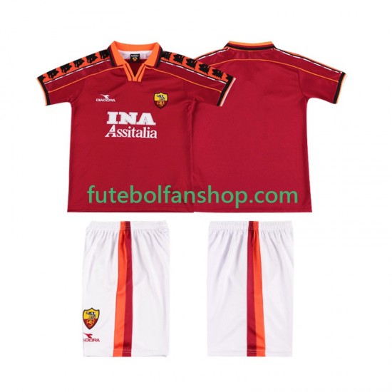 Camisola Principal AS Roma Retro 1998 1999 Manga Curta ,Criança Camisola Principal AS Roma Retro 1998 1999 Manga Curta ,Criança