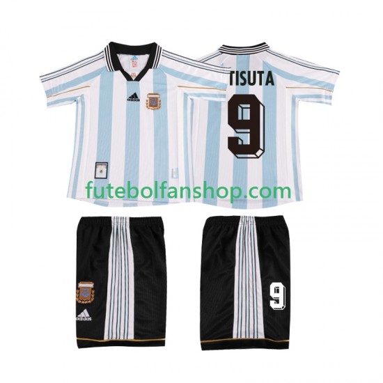 Camisola Principal Seleção Argentina BATISUTA 9 Retro 1998 Manga Curta ,Criança