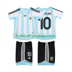 Camisola Principal Seleção Argentina RIQUELME 10 Retro 2006 2007 Manga Curta ,Criança
