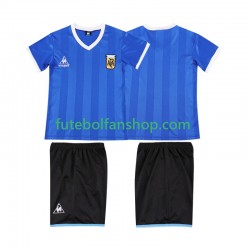 Camisola Alternativo Seleção Argentina Retro 1986 Manga Curta ,Criança