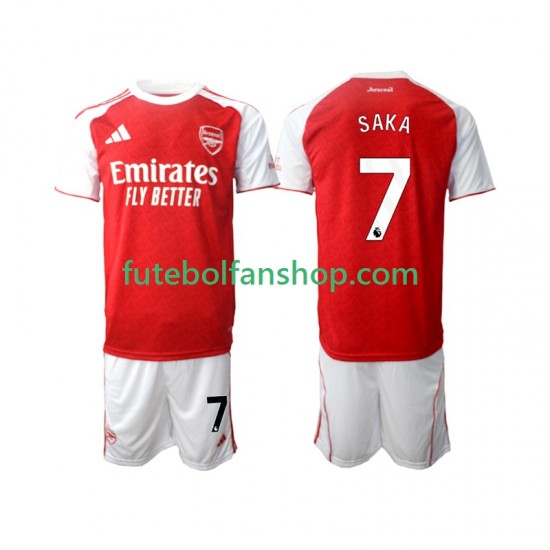 Camisola Principal Arsenal Bukayo Saka 7 Época 2025/2026 Manga Curta ,Criança