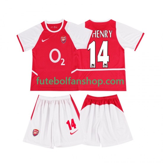Camisola Principal Arsenal Thierry Henry 14 Retro 2002 2003 Manga Curta ,Criança