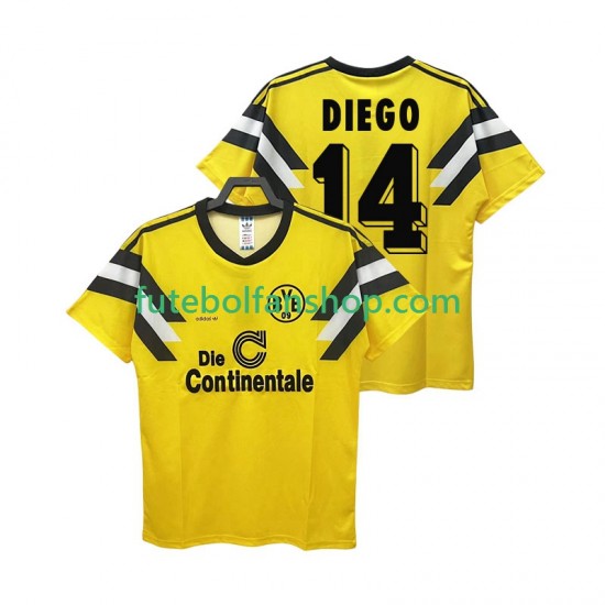 Camisola Principal Borussia Dortmund DIEGO 14 Retro DFB-POKAL 1989 Manga Curta ,Homem Camisola Principal Borussia Dortmund DIEGO 14 Retro DFB-POKAL 1989 Manga Curta ,Homem