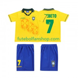 Camisola Principal Seleção Brasileira BEBETO 7 Retro 1994 Manga Curta ,Criança